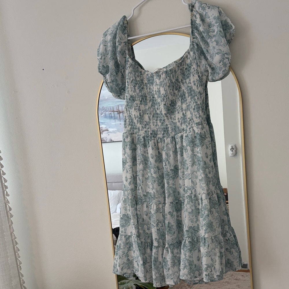 Altar'd State Blue and White Smocked Top Dress